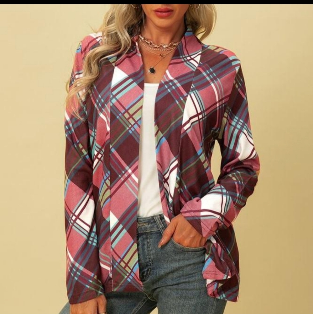 Fashion Plaid Patchwork Long Sleeve Outerwear